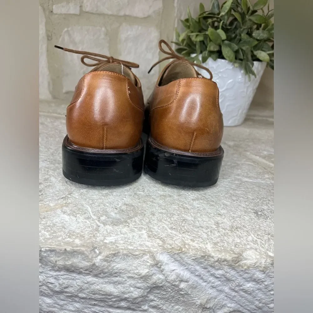 Stacy Adams cognac Derby square toe dress shoes sz 10